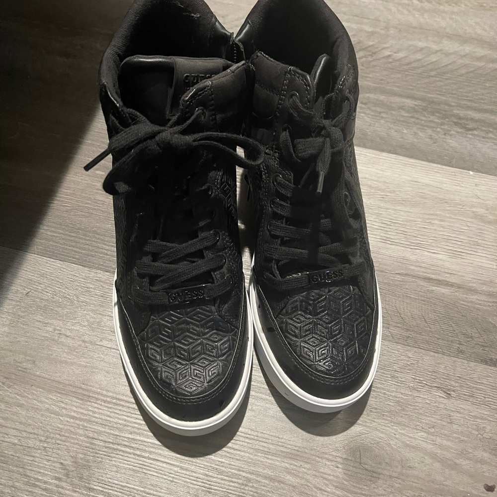 Guess Black High-Top Sneakers with Geometric Design